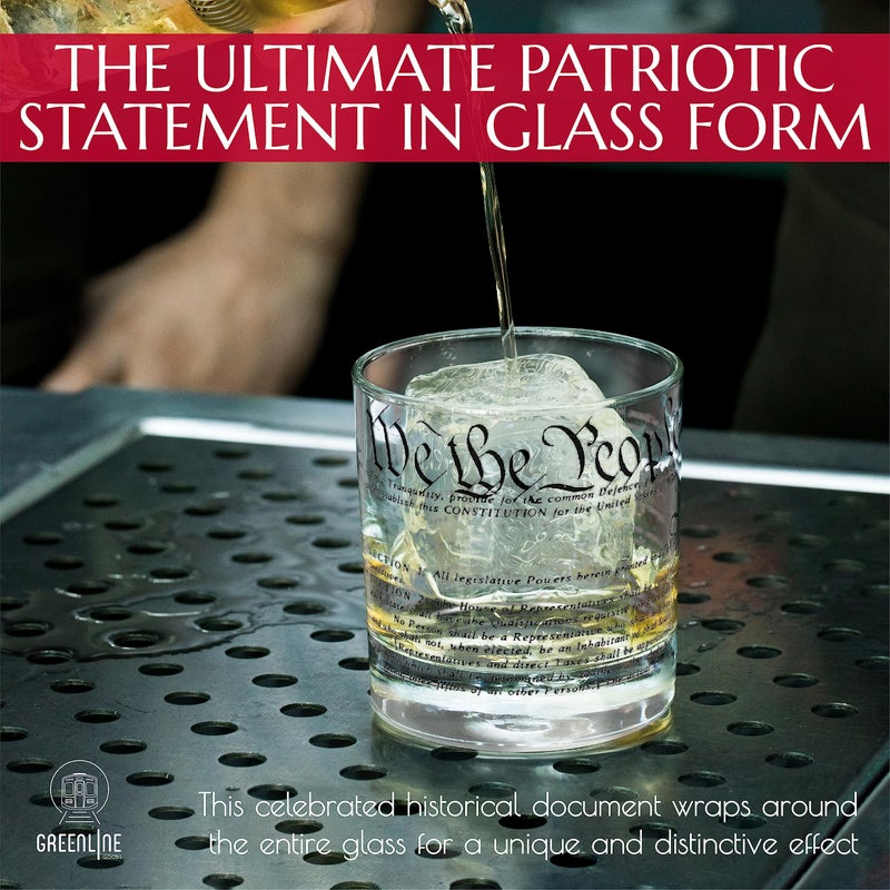 Greenline Goods Whiskey Glasses â€“ United States Constitution We The People (Set of 2) - 10 oz Tumblers - American US Patriotic Gift Set - Old Fashioned Cocktail Glasses - Image 2